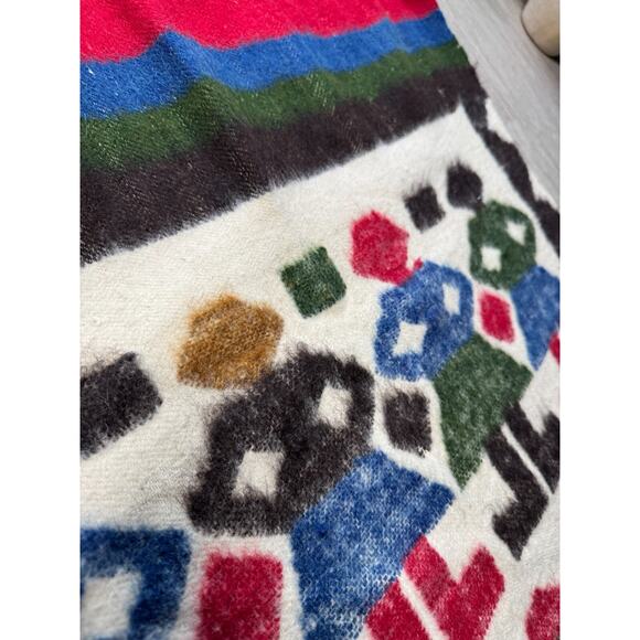 Vintage Native Peruvian Friendship Rug Wool Tapestry 66x28 Rainbow Folk Art - Picture 5 of 10